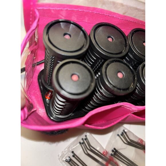 Revlon Travel Tourmaline Ionic Hair Hot Rollers Curlers Pink Storage Pouch EUC - Picture 9 of 10